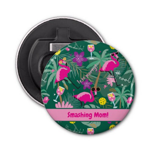 Tropical party with pickleball custom text  Bottle Opener