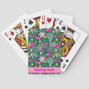 🤩Tropical party with pickleball, custom text  Poker Cards