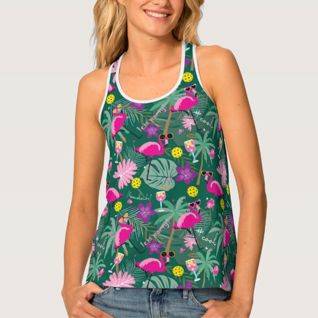 🤩Tropical party with pickleball,   Tank Top (Front)