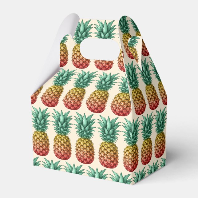 Tropical party with retro pineapple favor boxes (Front Side)