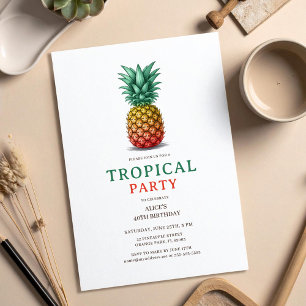 Tropical Party with retro pineapple Invitation