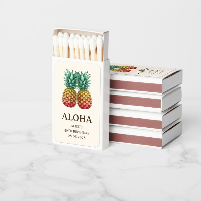 Tropical party with retro pineapple matchboxes (Stacked)