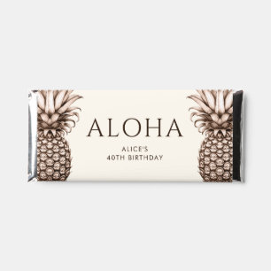 Tropical party with vintage pineapple hershey bar favors