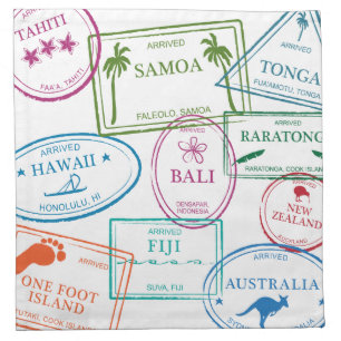 Tropical Passport Stamps Cocktail Napkins