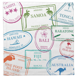 Tropical Passport Stamps Cocktail Napkins