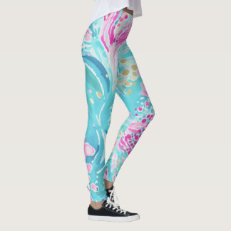Tropical Pastel Caribbean Sea Coral Reef Summer Leggings
