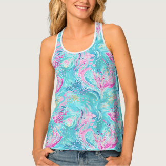 Tropical Pastel Caribbean Sea Reef Womens Tank Top