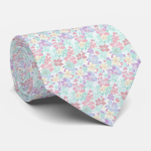Tropical Pastel Floral Pattern Neck Tie