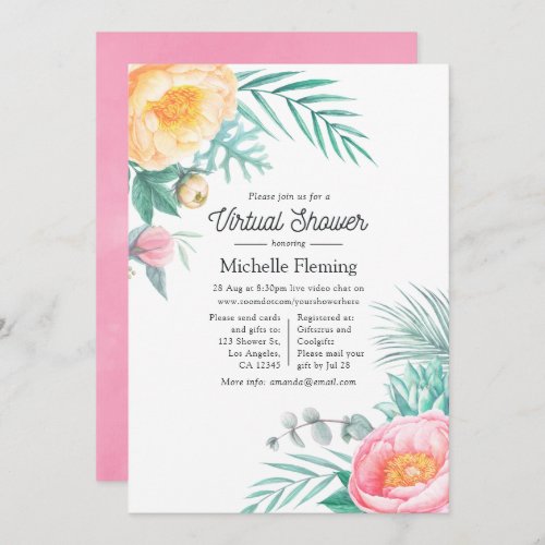 Tropical Pastel Floral Virtual Baby Shower Invitation