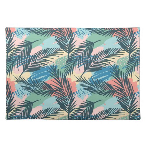 Tropical Pastel Leaf Pattern Cloth Placemat