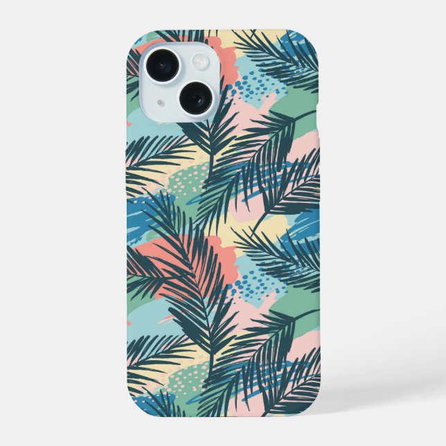 Tropical Pastel Leaf Pattern Iphone Case (Back)