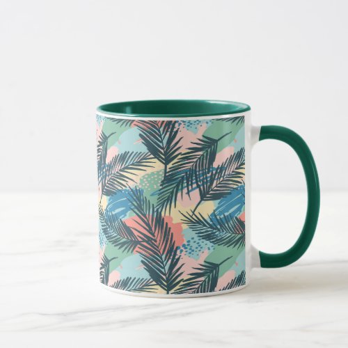 Tropical Pastel Leaf Pattern Mug