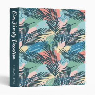 Tropical Pastel Leaf Pattern Our Family Vacation 3 Ring Binder