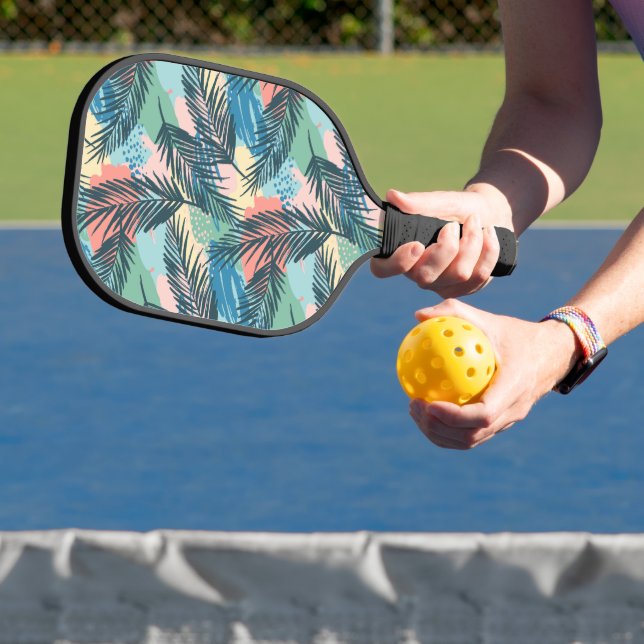 Tropical Pastel Leaf Pattern Pickleball Paddle (Insitu)