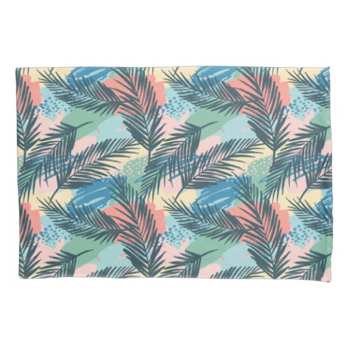 Tropical Pastel Leaf Pattern Pillow Case