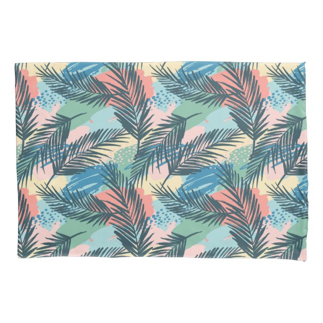Tropical Pastel Leaf Pattern Pillow Case (Front-Left)
