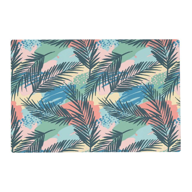 Tropical Pastel Leaf Pattern Placemat (Front)