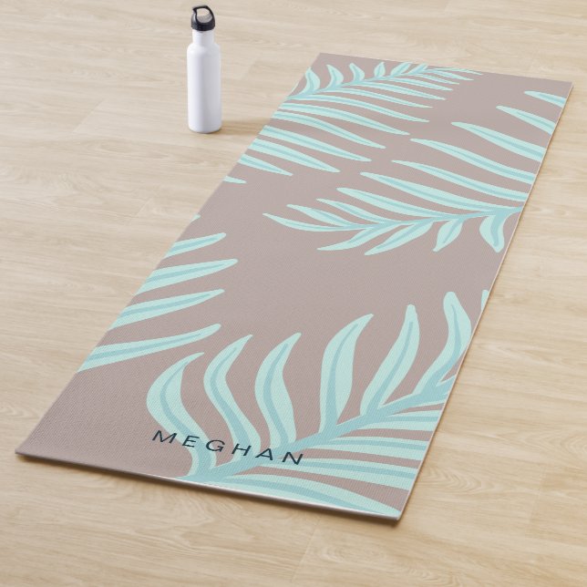 Tropical Pastel Leaves Monogram Yoga Mat (In Situ)
