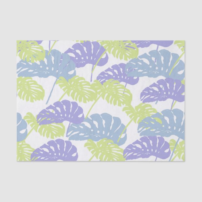 Tropical Pastel Monstera Leaf Tissue Paper (Front)