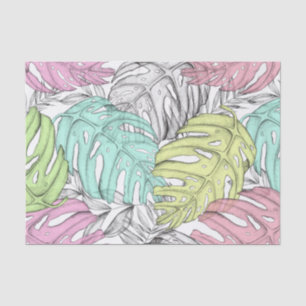 Tropical pastel monstera leaf watercolor pattern  tissue paper