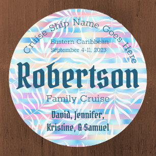 Tropical Pastel Palm Leaves Cruise Decor Door Car Magnet