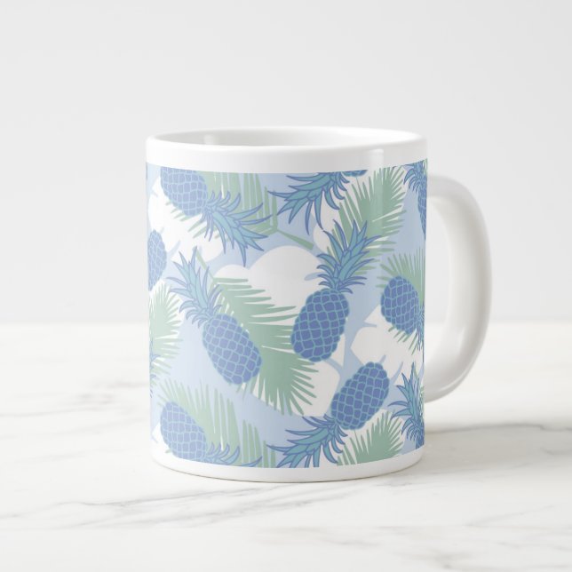 Tropical Pastel Pineapple Pattern Giant Coffee Mug (Front Right)