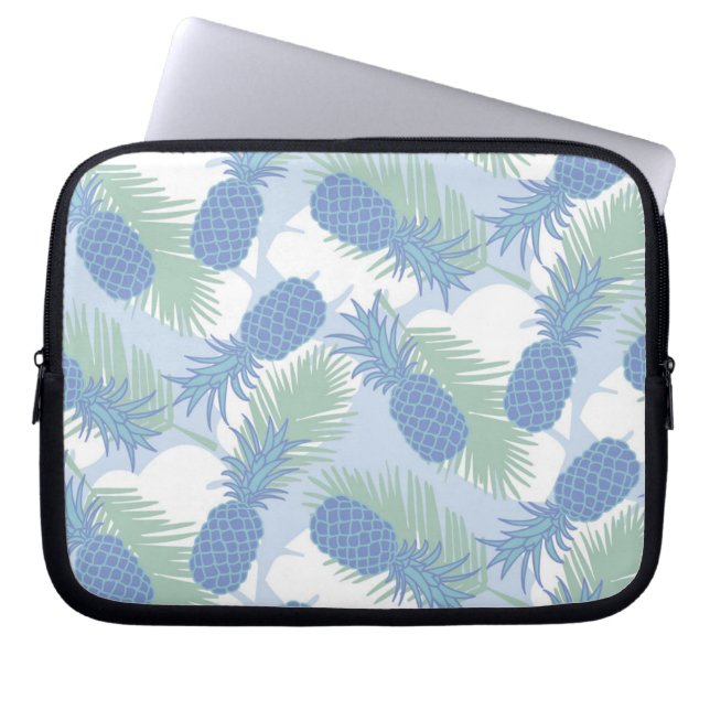 Tropical Pastel Pineapple Pattern Laptop Sleeve (Front)