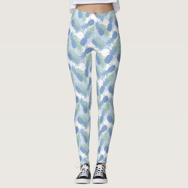 Tropical Pastel Pineapple Pattern Leggings (Front)