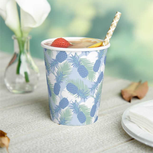 Tropical Pastel Pineapple Pattern Paper Cups (Insitu)