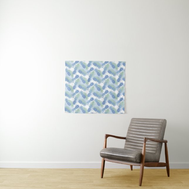 Tropical Pastel Pineapple Pattern Tapestry (In Situ (Horizontal))