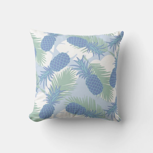 Tropical Pastel Pineapple Pattern Throw Pillow (Front)
