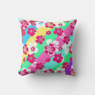 Tropical Pastels with Hibiscus Throw Pillow