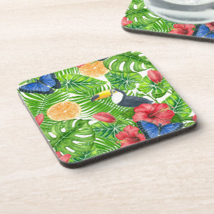 Tropical pattern beverage coaster