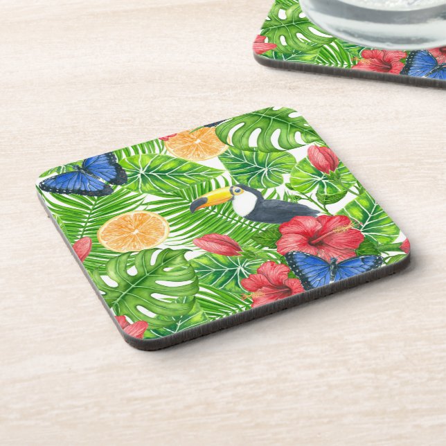 Tropical pattern beverage coaster (Left Side)