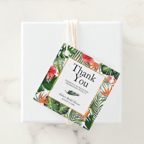 Tropical Pattern Bridal Shower Thank You Favor Favor Tags