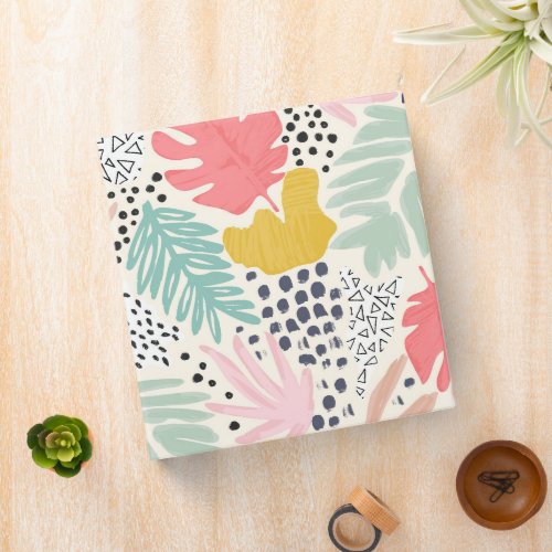 Tropical Pattern Bright Colors Spots 3 Ring Binder