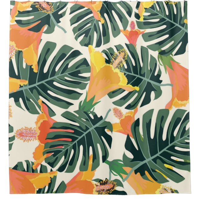 Tropical pattern. Colorful textile texture. exotic Shower Curtain (Front)