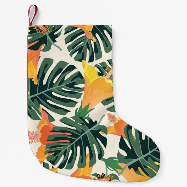 Tropical pattern. Colorful textile texture. exotic Small Christmas Stocking (Front)
