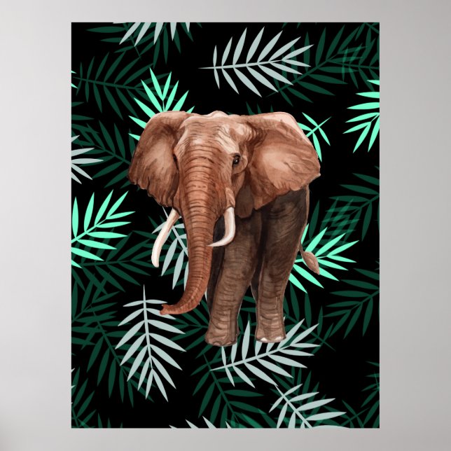  Tropical Pattern, Elephant Poster (Front)