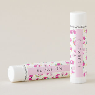 Tropical Pattern, Flamingos, Flowers, Your Name Lip Balm