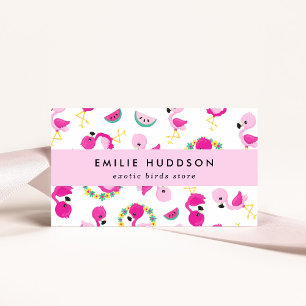Tropical Pattern, Flamingos, Pet Shop, Bird Store Business Card