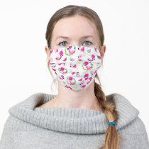 Tropical Pattern, Flamingos, Watermelons, Flowers Adult Cloth Face Mask