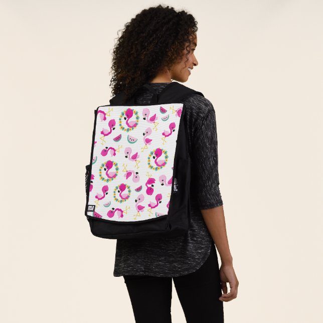 Tropical Pattern, Flamingos, Watermelons, Flowers Backpack (Worn)