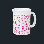 Tropical Pattern, Flamingos, Watermelons, Flowers Beverage Pitcher<br><div class="desc">Cute,  fun and adorable pattern with flamingos,  watermelons and flowers. Modern and trendy gift,  perfect for the flamingo lover in your life.</div>