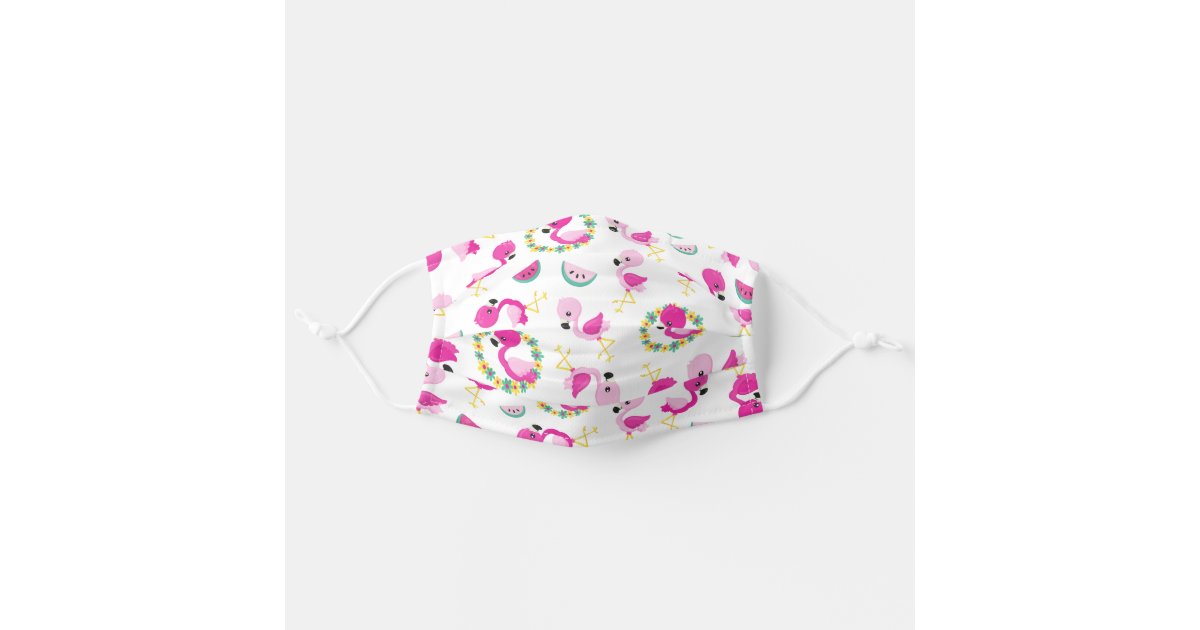 Tropical Pattern Flamingos Watermelons Flowers Cloth Face Mask