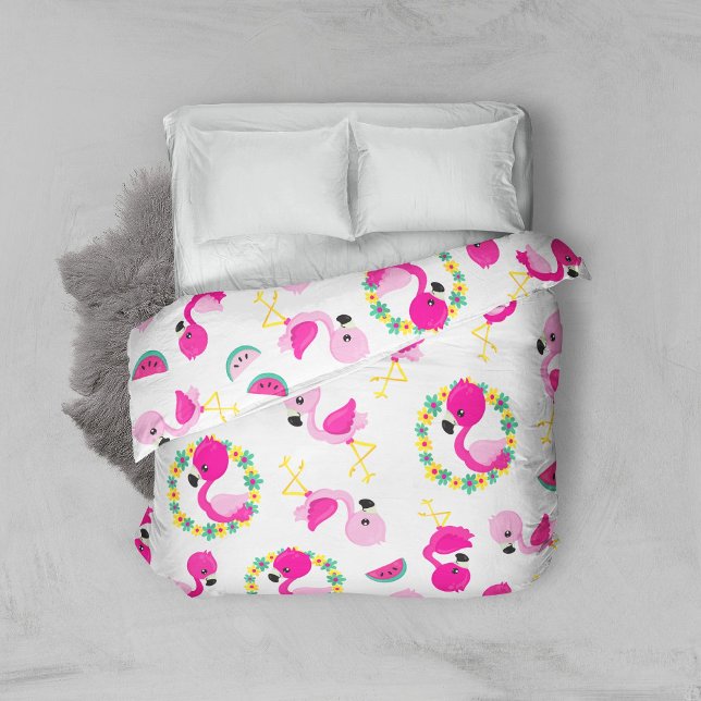 Tropical Pattern, Flamingos, Watermelons, Flowers Duvet Cover (Creator Uploaded)