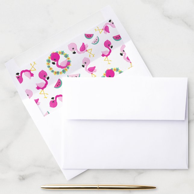 Tropical Pattern, Flamingos, Watermelons, Flowers Envelope Liner (Desk)