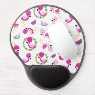 Tropical Pattern, Flamingos, Watermelons, Flowers Gel Mouse Pad