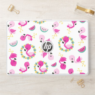 Tropical Pattern, Flamingos, Watermelons, Flowers HP Laptop Skin