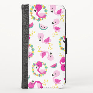 Tropical Pattern, Flamingos, Watermelons, Flowers iPhone X Wallet Case
